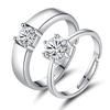 Anillo de circonita de plata esterlina s925 para hombres y mujeres, joyería coreana de plata esterlina con cuatro garras, anillo de apertura simple para parejas.