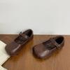 Zapatos Planos de Piel Poco Profundos Tricolor para Bebé Niña, Primavera 2025, Zapatos de Rendimiento Estilo Británico con Velcro