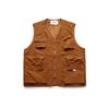 FORN3 2023 Chaleco de trabajo sin cuello, multibolsillos, color liso, estilo japonés, retro, holgado, sin mangas, para hombre