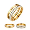 Anillo de Luz Lujo Sensación de Gama Alta Acero Inoxidable 304 Chapado en Oro Serie Corazón Completo con Diamantes Anillo con Forma de Corazón Regalo Elegante