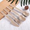 Cuchillo, tenedor y cuchara de plástico desechables con mango largo engrosado, cubiertos biodegradables para llevar, tenedor y cuchara para comida ligera estilo americano, cuchillo y tenedor estilo occidental