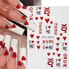 Pegatinas de Arte para Uñas Nuevas Transfronterizas Día de San Valentín Corazón Rojo Romántico Inglés Blanco Línea Francesa Pegatinas Adhesivas para Uñas
