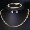 Moda europeia e americana, brincos de corrente de pescoço com zircônia incrustada de diamantes, pulseira de três peças, joias de casamento de noiva, celebridade da Internet, mesmo estilo
