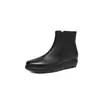 Botines Gruesos de Plataforma de Piel de Cabra de Primera Capa Francesa para Mujer Otoño e Invierno 2025 Cremallera Lateral Botas Retro de Piel Genuina de Tacón Medio
