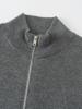 Cárdigan Grueso para Mujer de Cachemira 100% Pura de Conteo 68/3 de Hilado Fino, Chaqueta Slim con Cuello Mao, Cárdigan para Mujer con Cremallera y Cuello Medio Alto