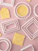 Molde para Galletas Cuadrado Redondo con Forma de Ola, Juego de Cortadores de Fondant con Marco Rectangular Arqueado para Bendiciones, Herramientas para Hornear