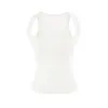Chal de Tencel Lyocell con Cuello en U Grande y Hombros Estrechos, Camiseta sin Mangas Elástica Ajustada de Verano para Fitness, Estilo de Blogger