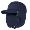 Gorro Estilo Lei Feng de Otoño e Invierno para Personas de Mediana Edad y Mayores, Gorro Cálido de Invierno para Hombres a Prueba de Frío del Noreste con Mascarilla Facial Desmontable para Ciclismo