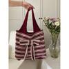 Bolsa de tricô retrô nova japonesa e coreana bolsa tecida em lã bolsa tote bolsa de ombro feminina versátil bolsa de compras portátil