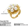 Anillo Geométrico de Lujo Ligero de Moda Estilo Ins, Nicho, con Perlas de Imitación y Circonita, Sensación de Alta Gama, Anillo de Acero de Titanio para Mujer Chapado en Oro de 18 Quilates