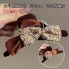 Pinza de pelo grande, voluminosa, de felpa floral para mujer, otoño/invierno, estilo de alta gama, pinza de pelo de lazo, nuevo clip de tiburón estilo coreano
