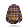 Camisa Larga de Cuadros Retro Trendy Estilo Coreano Talla Grande con Solapa y Ropa de Abrigo C2192-P30Oferta Especial