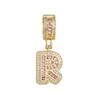 Colar Popular de Jardim de Infância com Pedras Rosa de Cristal Completo 26 Letras para Mulheres Cobre Incrustado Zircônia Banhado a Ouro Real Joia de Colar com Letras de Cristal