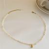 Collar de perlas pequeñas de agua dulce naturales para mujer, gargantilla vintage de cuentas de arroz y frijoles dorados, cadena de clavícula con perlas pequeñas de oro.