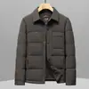 Chaqueta de Plumón para Hombre 2026 Otoño/Invierno Cuello Campana Estilo Camisa Juvenil Negocios Casual Cálido Acolchado Térmico