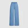 Moda Feminina Europeia e Americana Transfronteiriça Verão Jeans Reto Cintura Alta Retrô Fluido Calça Longa Ampla Solta Versátil em Estoque