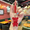 Llavero de oso de arcilla 3D lindo de dibujos animados con diamantes de imitación, accesorio de moda coreana para bolso de trabajo para niñas
