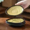 Plato de Postre Retro Cerámica Esmaltada Agrietada Porcelana Hueso Plato para Mesa de Comedor en Casa Plato Pequeño Irregular para Salsa de Moje Restaurante Plato Pequeño para Pastel