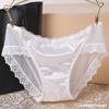 Ropa Interior Sexy Europea y Americana para Mujer Encaje Cintura Baja Malla Transparente Ropa Interior para Mujer Calzones de Algodón Puro Ultrafinos Fabricantes para Mujer