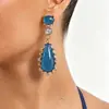 E15681 Pendientes Retro de Piedra de Gema Colorida en Forma de Gota de Agua para Mujer, Sensación de Alta Gama, Pendientes Largos con Pedrería, Estilo de Nicho, Joyería Transfronteriza