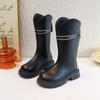 Botas para Niña Estilo Coreano Botas de Moda Casuales 2025 Otoño e Invierno Nuevas Botas de Princesa de Terciopelo y Cuero Botas Altas Cálidas