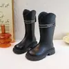 Botas Altas Hasta la Rodilla para Niñas Estilo Coreano Botas de Moda Casuales Otoño/Invierno 2025 Nuevas Botas de Piel de Princesa con Felpa Botas Altas Cálidas
