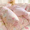 Juego de ropa de cama de cuatro piezas de algodón puro, juego de tres piezas de sábana y funda de edredón de algodón para cama de dormitorio, funda de edredón fresca y simple, adecuada para todas las estaciones, para uso doméstico