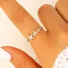 Conjunto de Anillos de Animales con Pedrería Estilo Oceánico Europeo y Americano Combinación de Caballito de Mar Estrella de Mar Tortuga Marina Anillo Abierto Joyería Transfronteriza