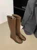 Botas de montaria femininas, cor cáqui, camurça, cano longo, ajuste slim, salto grosso, nova coleção outono/inverno 2025, botas brancas de altura média