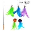 Suministros para Mascotas Transfronterizos Set de Juguetes para Gatos Palo Retráctil para Gatos Set de 11 Piezas Juguete de Combinación de Plumas de Repuesto