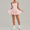 Vestido de Tenis Floral de Alta Elasticidad Qiu Sha Espalda Bonita Ropa Deportiva para Exteriores Fitness Golf Yoga Vestido 4126
