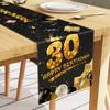 Nuevo Camino de Mesa de Lino Estampado Transfronterizo Fiesta de Cumpleaños Tema Negro Dorado Aislamiento de Mesa Festivo Mantel Antiincrustante al por Mayor