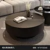 Mesa de Centro Redonda de Pedra Minimalista Estilo Italiano de Luxo Leve para Sala de Estar, Adequada para Apartamentos Pequenos, Conjunto Simples de Mesas de Centro Redondas Grandes e Pequenas com Vidro