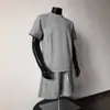 Conjunto de Camisetas Básicas Lisas Estilo Americano Transfronterizo para Hombre, Atuendo Casual de Verano, Conjunto de Dos Piezas de Camiseta de Manga Corta y Shorts, Corte Holgado
