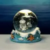 Base Criativa de Resina Oceânica Bola de Cristal Gravada em 3D Luminária Noturna Ornamento de Atmosfera para Mesa Presente de Aniversário