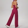Conjunto de Yoga Esportivo Duas Peças Cor Sólida Escovado Lindo Costas com Tira Apertada Gola Halter Cintura Alta para Esportes, Corrida, Fitness