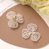 Coreia do Sul Dongdaemun Moda Cristal Flor de Três Pétalas DIY Artesanal Flor de Seda de Cobre Clipe Lateral Grampo de Cabelo Sapatos Flor Broche Acessórios