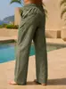 Pantalones deportivos casuales ligeros de verano transfronterizos para hombre, pantalones de pierna recta ancha transpirables de imitación de lino de algodón, talla europea, Amazon