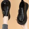 Sapatos Mocassins Retro com Solado Grosso para Aumentar a Altura para Mulheres 2025 Outono Novo Couro Macio Sapatos Birkenstock Moda Visual Emagrecedor Sapatos Pequenos de Couro