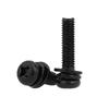 Aço Carbono Preto Cabeça Redonda Phillips Parafuso de Combinação Cruzada Parafuso Cabeça Panela Arruela de Mola Plana Parafuso de Três Combinações M2M3M4M5M6