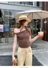 Top Corto Irregular de un Hombro para Estudiantes Verano 2026, Camiseta Sexy de Manga Corta sin Hombros para Mujer