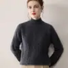 Suéter de Cachemira Adelgazante Kangsaini para Mujer, Suéter Grueso Holgado Versátil de Cuello Alto Medio, Tres Capas