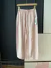 Pantalones Frescos de Verano de Seda Menta 100% Lyocell Finos Caídos Casuales de Pierna Recta Cortos para Mujer H062605