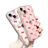 Funda de Cereza Dulce con Lazo Popular en TikTok Adecuada para Apple 18 Pro, Funda Protectora Transparente de Alto Valor Estético para Niñas