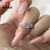 Anillo de Cabujón de Jade Blanco Lunar Espuma de Agua Tipo Hielo de Alta Calidad, Banda de Anillo de Nuevo Estilo Chino con un Toque de Lujo, Forma de Calabaza Transparente como el Hielo, Modelo para Mujer, Adecuado para Regalo