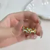 Anillo de Dedo Anular de Zirconia Azul de Doble Capa con Diseño de Nicho Temperamento Personalidad Sensación de Alta Gama Abierto Ajustable Anillo de Lujo Ligero