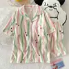 Pijama de Algodón Nube para Mujer Cárdigan Casual Verano 2025 Nuevo Manga Corta Pantalones Cortos Fino Estudiante Ropa de Casa Traje Mujer