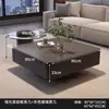 Mesa de centro quadrada de placa de rocha italiana de luxo leve de alta qualidade para apartamentos pequenos sala de estar moderna simples mesa de chá preta para casa combinação