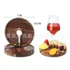 Soporte de madera para copas de vino transfronterizo, bandeja de aperitivos y charcutería de moda, mini tabla de charcutería con portavasos de vino, bandeja de madera maciza para quesos