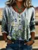 2026 Nueva Camiseta Estampada Transfronteriza de Cuello en V con Encaje Top Elegante Camisa Casual de Trabajo para Mujer Verano
